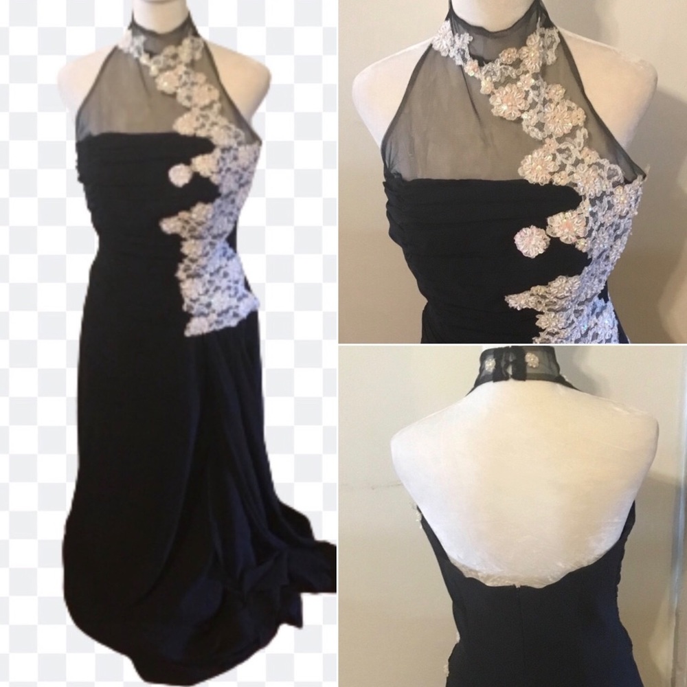 Black Gown Sz 8 Old Money Formal Wedding Special Event Prom Retro Whimsigoth